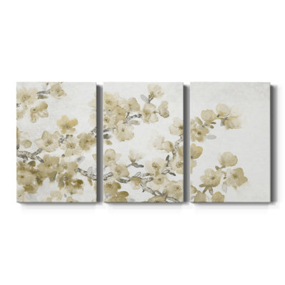 Composition neutre de cerisier en fleurs II - toile tendue avec châssis de qualité supérieure - prête à être accrochée
