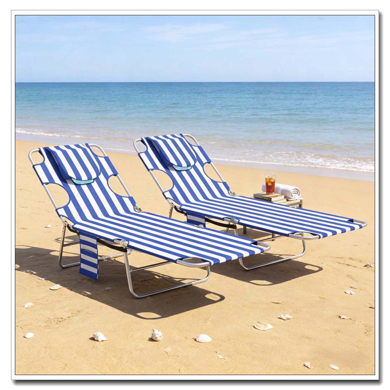 Ensemble de 2 chaises longues de jardin pliantes