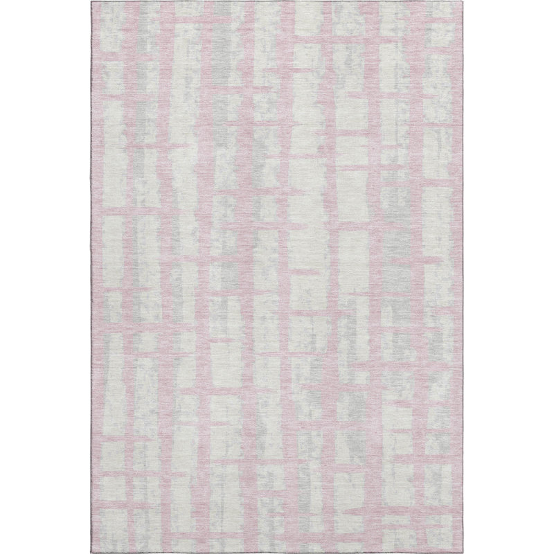 Premium Machine Washable Prisco Pink Rug, Rectangle 3' x 5'