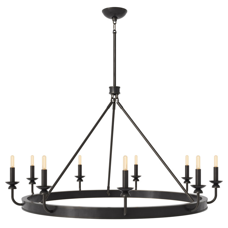 William Chandelier - 9-Light - Lacquered Burnished Brass, Deep Patina Bronze, 9