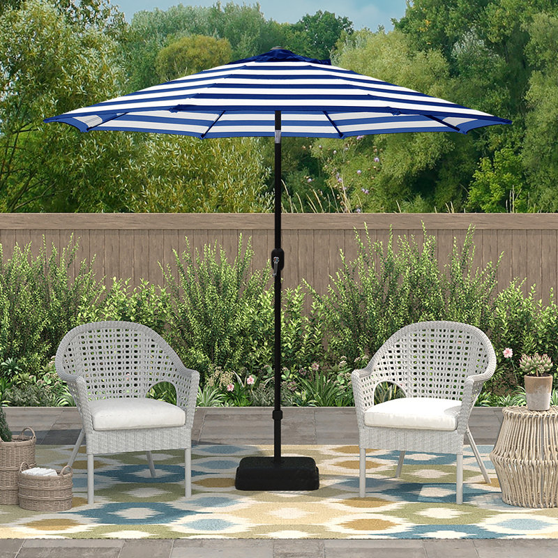 Parasol de marché Jaida, Blanc/bleu