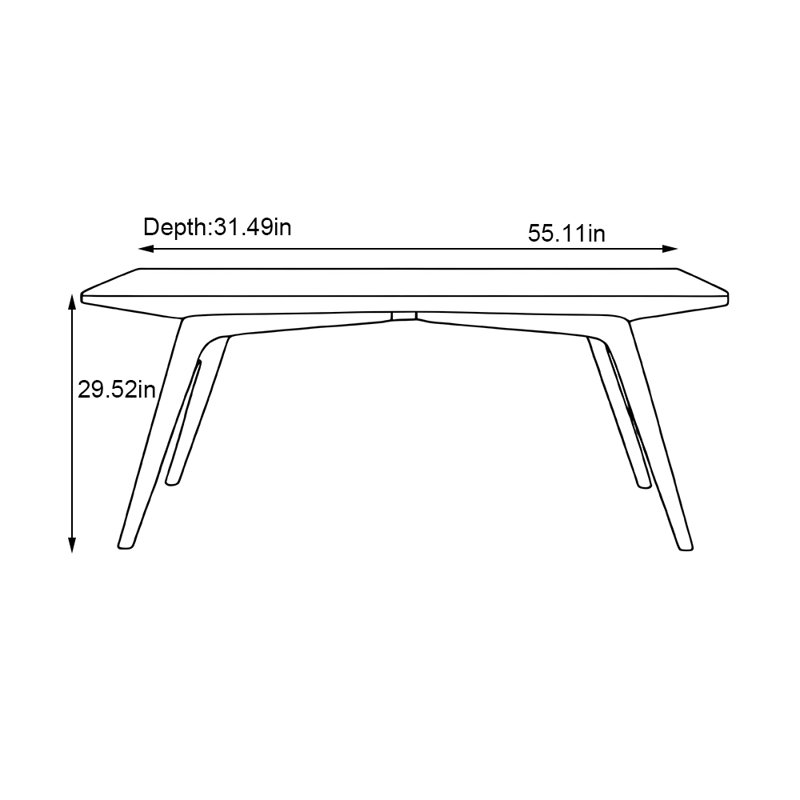 Modern simple small rectangular dining table, 29.52"H x 55.11"L x 31.49"W