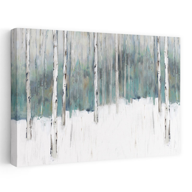 Winter’S Trail I Landscape Nature Tree Forest Peinture Canva Art Contemporary, 48" H x 32" W
