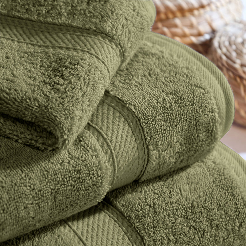 Scotia Certified Egyptian Cotton Heavy Highly Absorbent Luxury Bath Towel Set , Forest Green