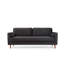 Modern 3-Seat Sofa, Black & Oak | Beech Wood & Chipboard Frame, 84.6 x 35.4 x 27.6 inches | 100% Polyester Fabric, Dry-Cleanable, 2 Cushions Included | Comfortable Foam & Feather Fill, Stylish Scandinavian Design-1309374468