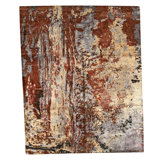 Hand Knotted Area Rug in Red And Gold