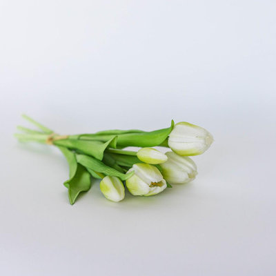 5 White Tulips Bouquet Artificial Flowers
