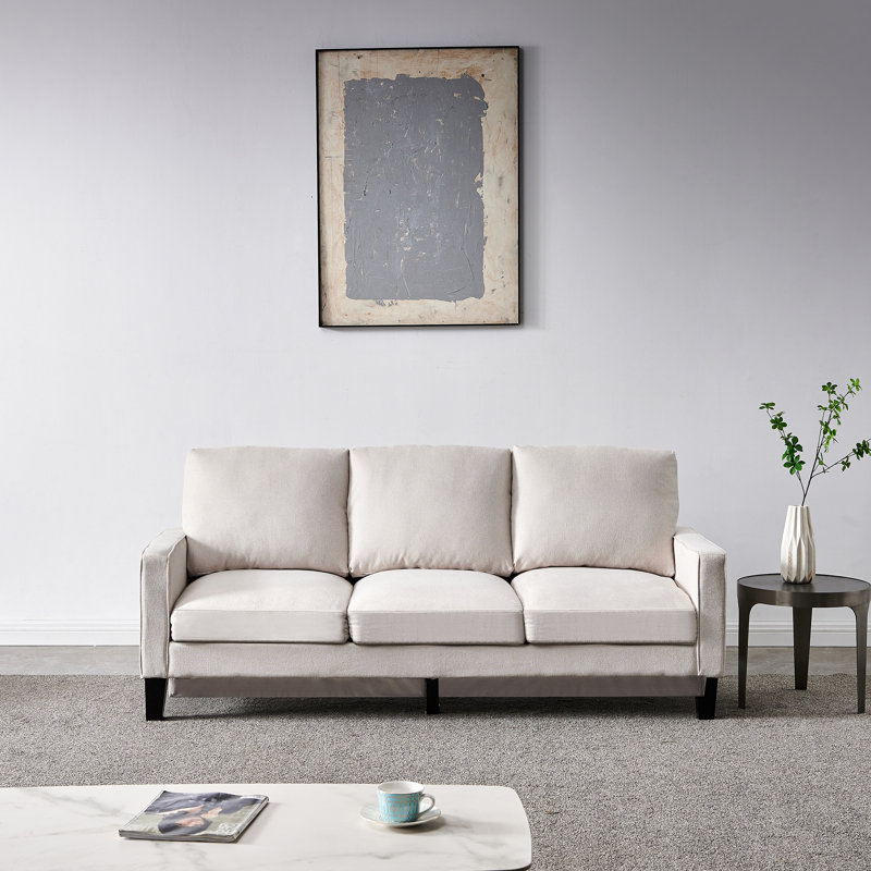 Aurielle Upholstered 75'' Sofa, White Linen Blend
