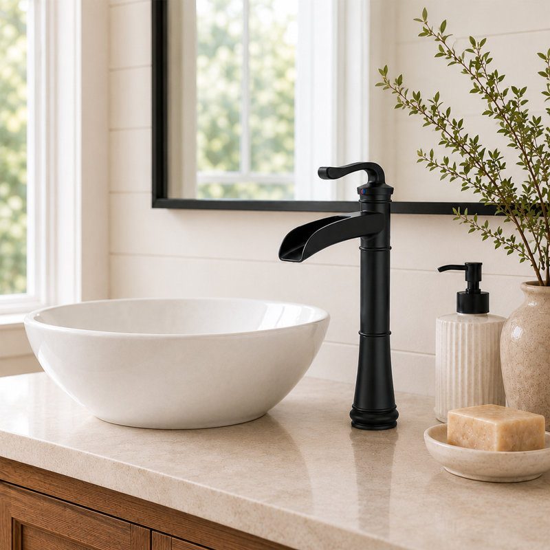 Single-handle Bathroom Faucet with Drain Assembly, Matte Black