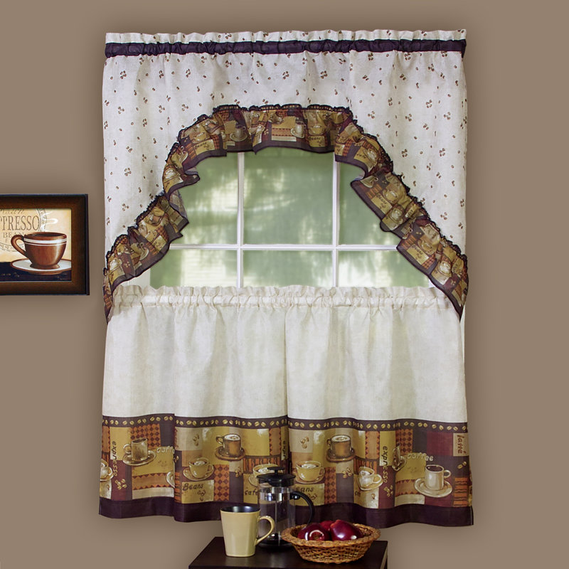 Cotton Blend Swag Kitchen Curtain, 58" W x 36" L