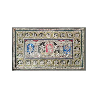 Histoire de Dashavat - Krishna Leela | Peinture de Pattachitra | Couleur naturelle sur toile faite à la main