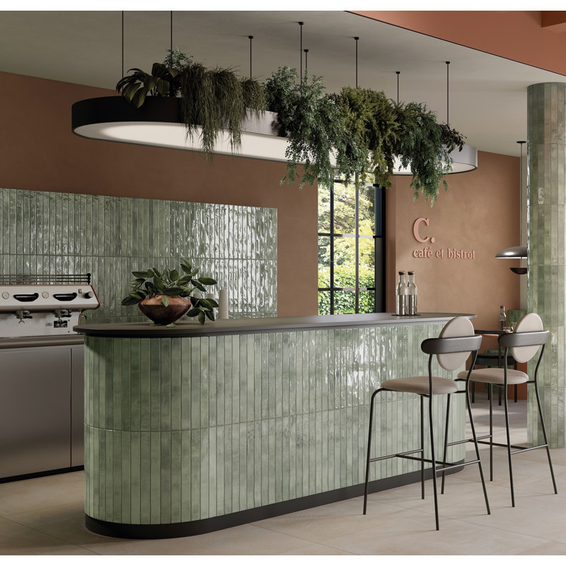 Color Wheel | 2"x 18" Porcelain Brick Look Wall Tile, Aquamarine