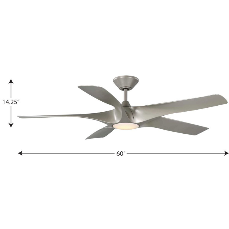 60-Inch Nickel Smart Ceiling Fan with LED Light and Remote