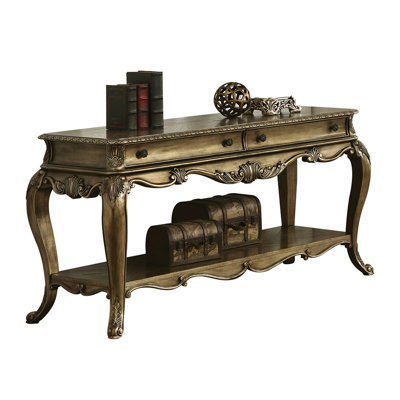 Vintage Oak Table With Convenient Two Drawers And Lower Shelf Appealing Structurally Stable Bottom