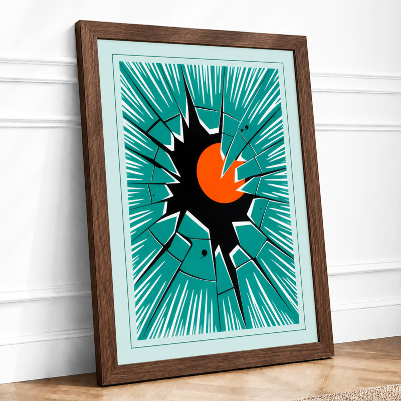 Fox in Explosion Geometric - Framed Print, A3 - 42.0 x 29.7 cm, Walnut