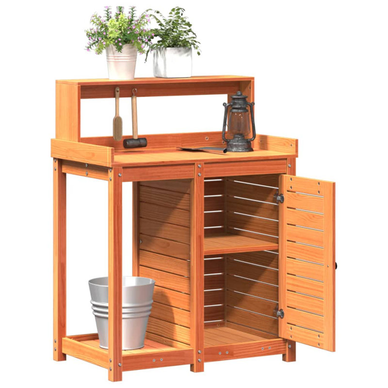 Broxton Wood Potting Bench, Wachsbraun