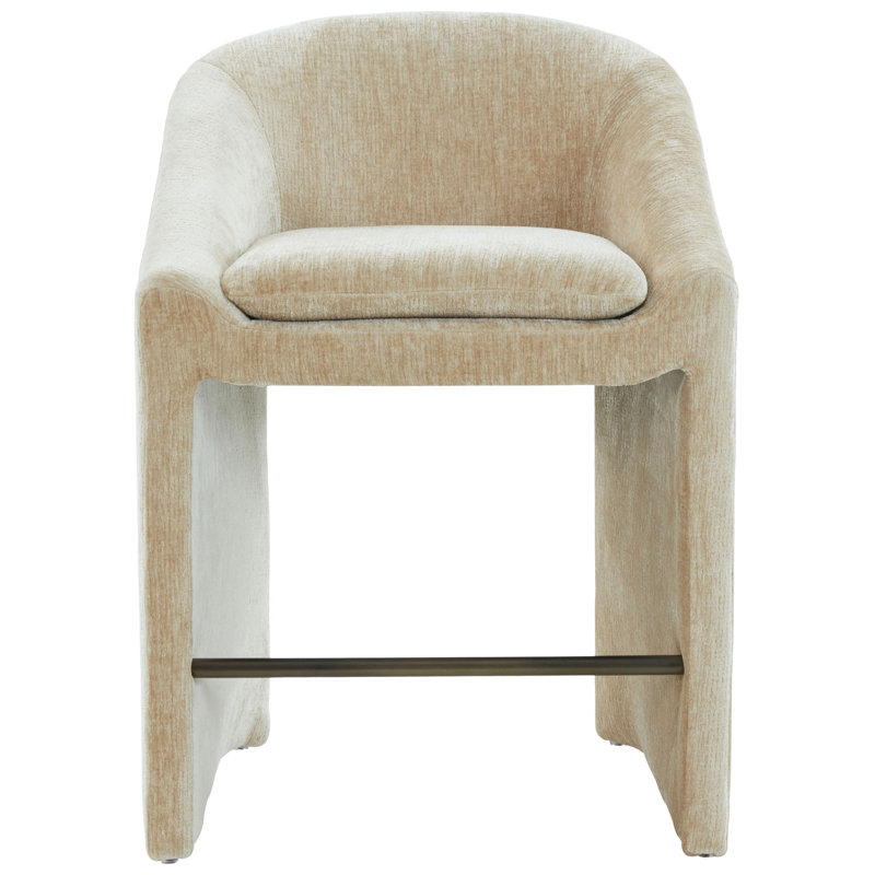 Kagan Chenille Counter Stool, Counter Stool (26.8" Seat Height), Taupe