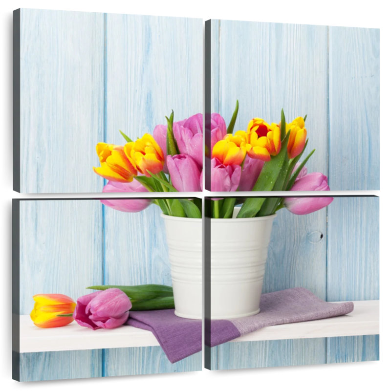 Harnek tulipes dans un seau, H 45 po x l 45 po