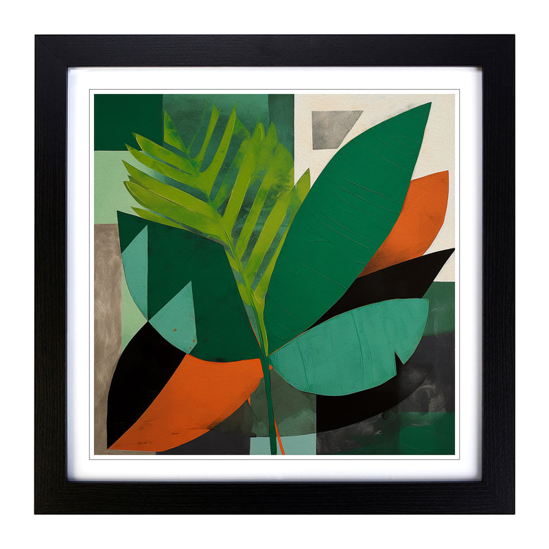 Tropical Leaf Suprematism No.3 - Framed Print, Black