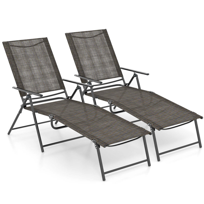 Sarie Outdoor Metal Chaise Lounge Set, Tan