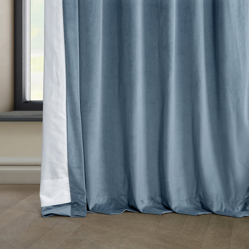 Matra Room Darkening Rod Pocket Single Curtain Panel, 50" W x 108" L, Light Blue Taupe