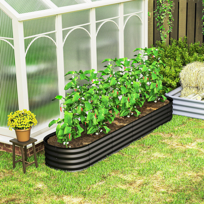 Lit de jardin surélevé, boîte à fleurs galvanisée 5 pi x 3 pi x 1 pi, noir, H 11,8 po x l 59,8 po x P 35,8 po, Noir