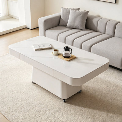 Creamy Rectangle High-End Storage Coffee Table