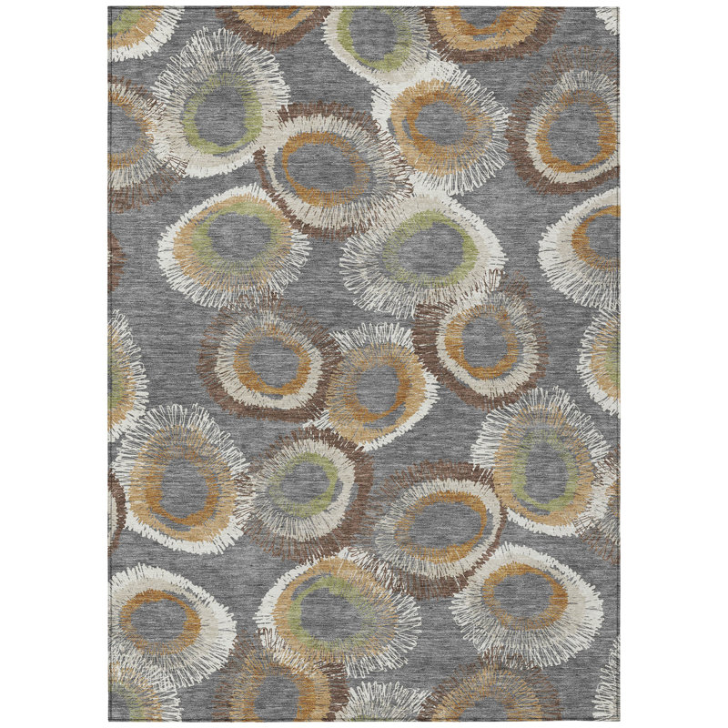 Machine Washable Indoor/Outdoor Huseby ACN2278 Geometric Rug, Rectangle 5' x 7'6"