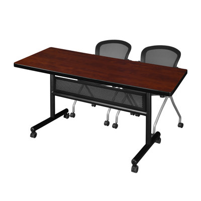 Regency Kobe 60 X 30 In. Flip-Top Privacy Nesting Table- Cherry, 2 Cadence Nesting Chairs