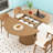 43.3''-63'' Extendable Round Dining Table For 4-6, Modern Farmhouse Expandable Dining Table With Wood Strip Base For Kitchen Living Room-1226410855