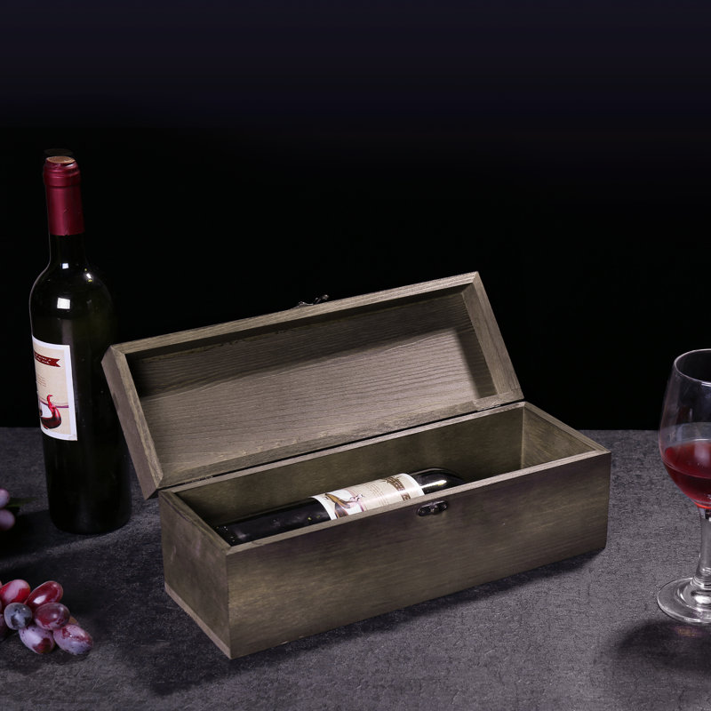 1 Bottle Solid Wood Tabletop Wine Bottle Rack in Grey 