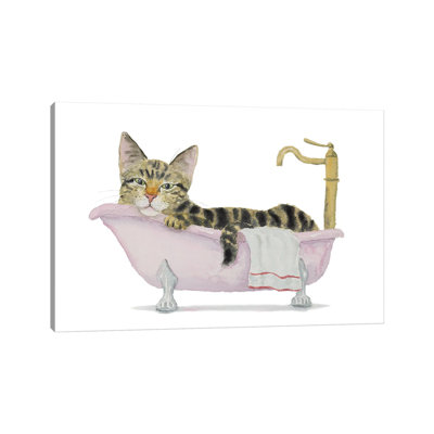 «Tabbytha Cat Bath Time» par Alexey Dmitetchich Shmyrov - reproduction d'art sur toile