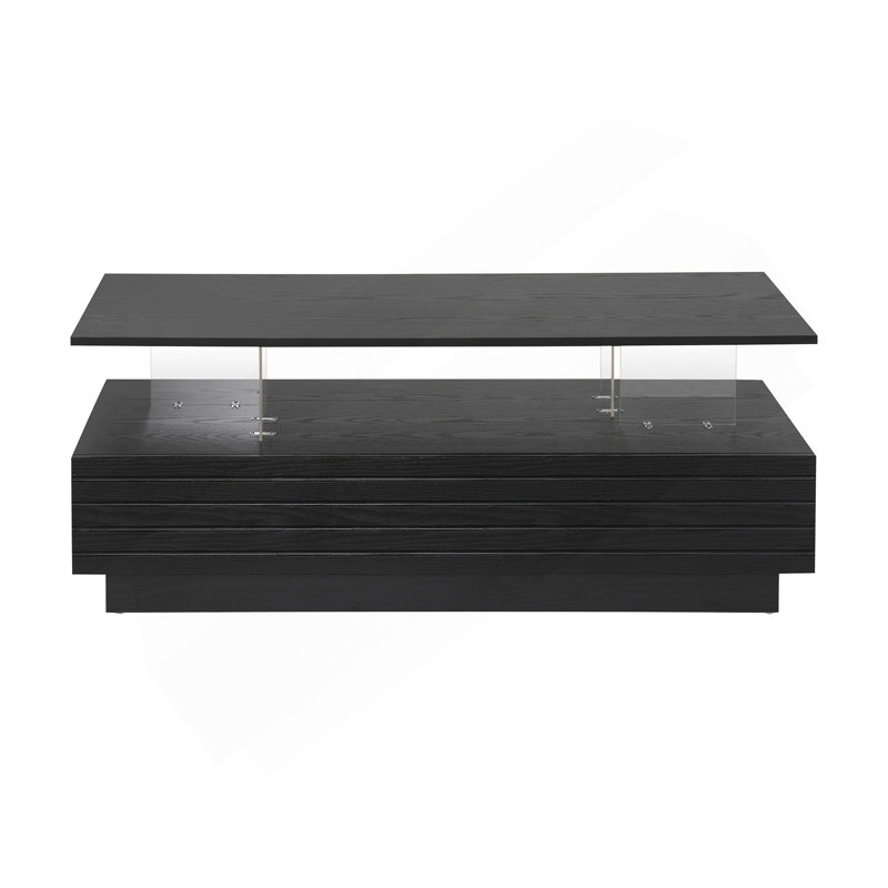 Table basse moderne à 2 tiroirs de 47,2 po, Noir