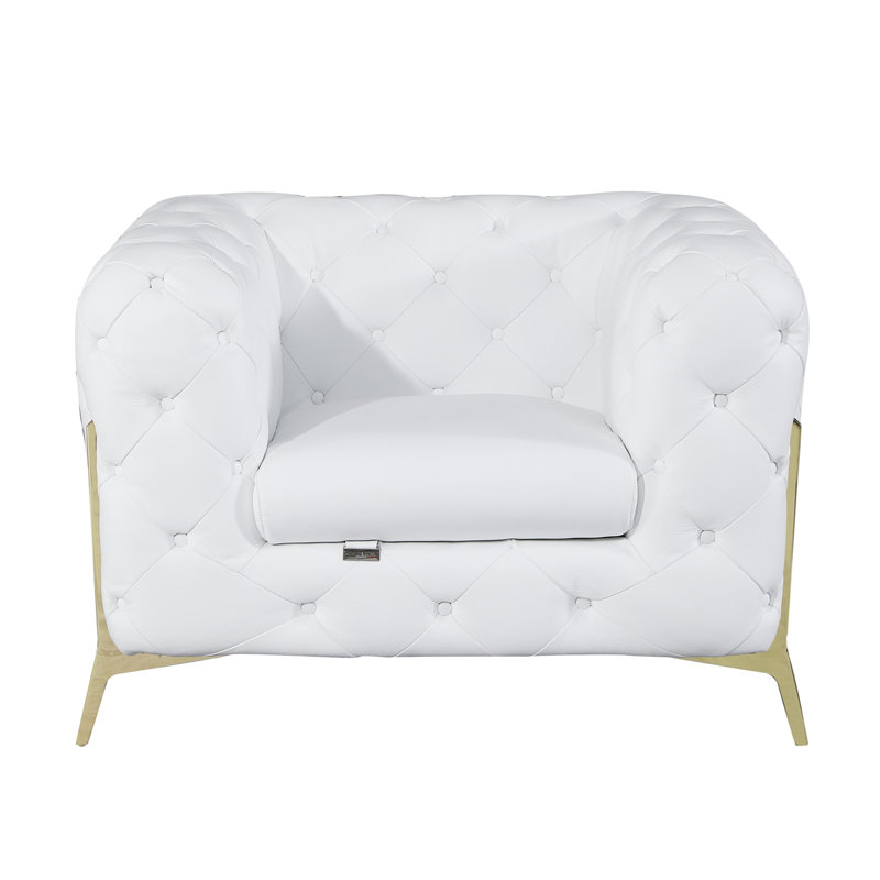 Chaise 100% cuir italien Top Grain, Blanc