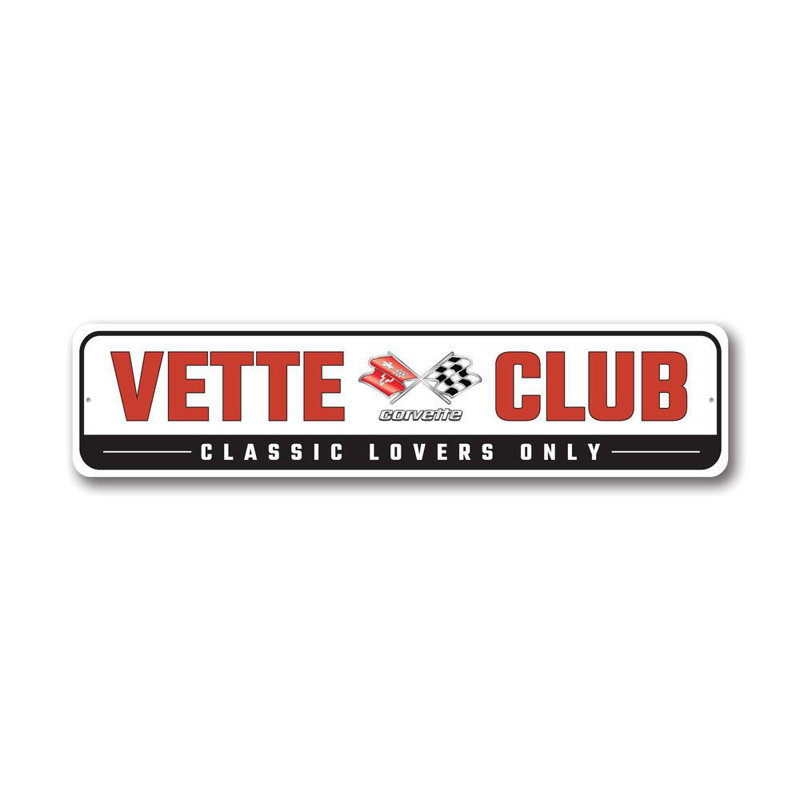 Enseigne en aluminium Vette Club Corvette, H 4 po x l 18 po x P 0,04 po