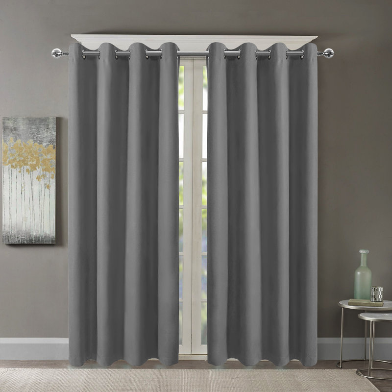 Outdoor Curtains - Deluxe Feather With 4Cm Hanging Strap (Set Of 2), 50" W x 96" L, Light Gray