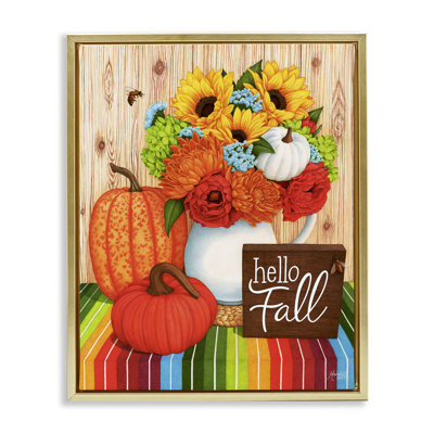«Hello Fall Rainbow Pumpkins», art mural sur toile par Mardell Schuster