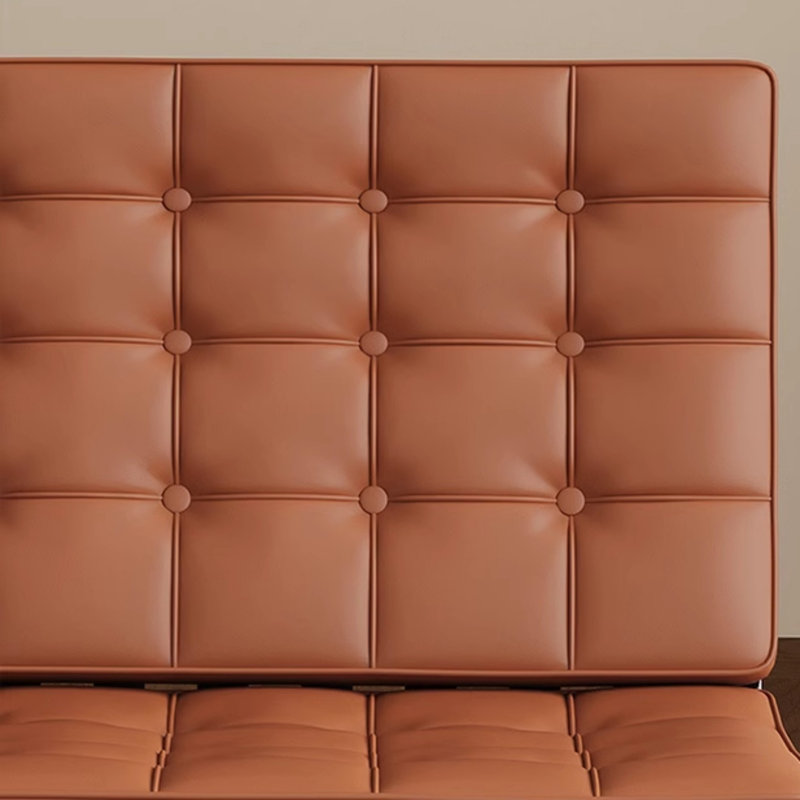 Méridienne pliante en cuir véritable de 29,3 po de largeur, fauteuil d'appoint moderne avec structure en acier inoxydable