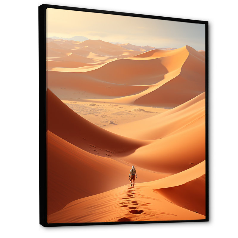 " Desert Sahara Landscape II ", Black Floater Framed, 32" H x 16" W x 1" D