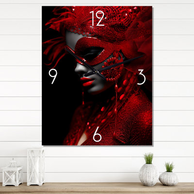 Vintage Fashion Glam Mysterious Mask In Deep Red - Fashion Woman