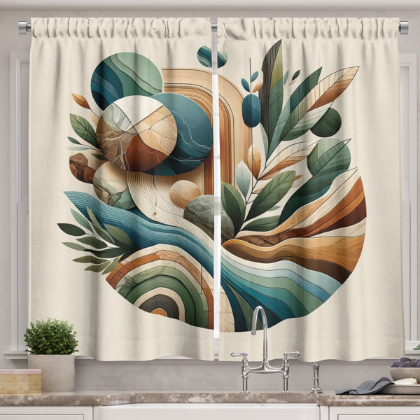 Ambesonne Abstract 55'' W Kitchen Curtain | Wayfair