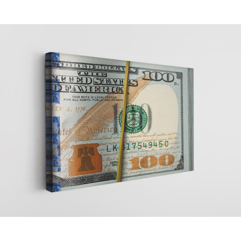 Impression sur toile de 100 billets de 100 dollars, H 16 po x l 24 po