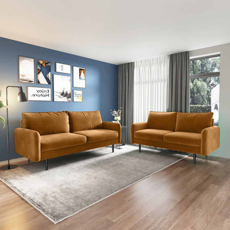 Canapé 70 po, Velours gingembre