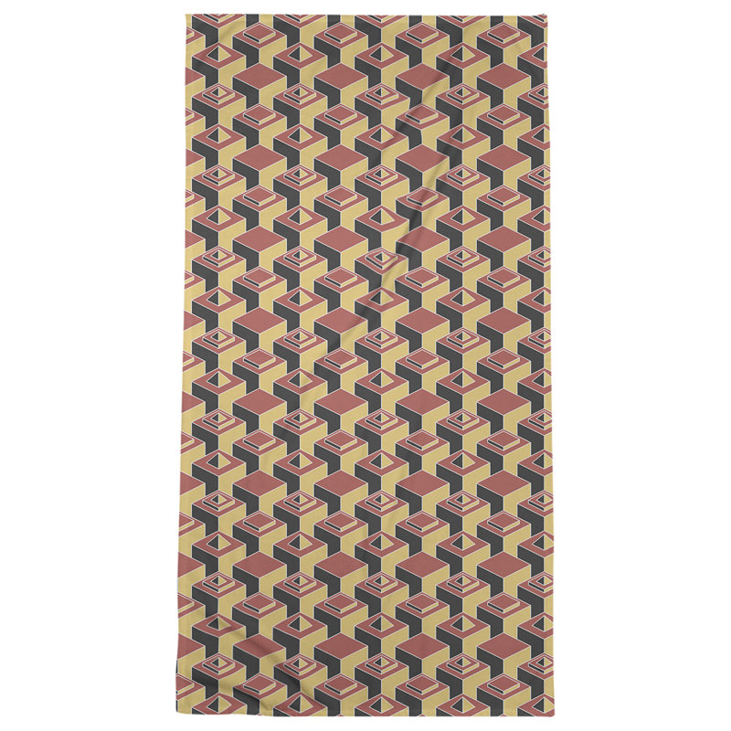 Serviette de plage classique gratte-ciels, Rouge/jaune