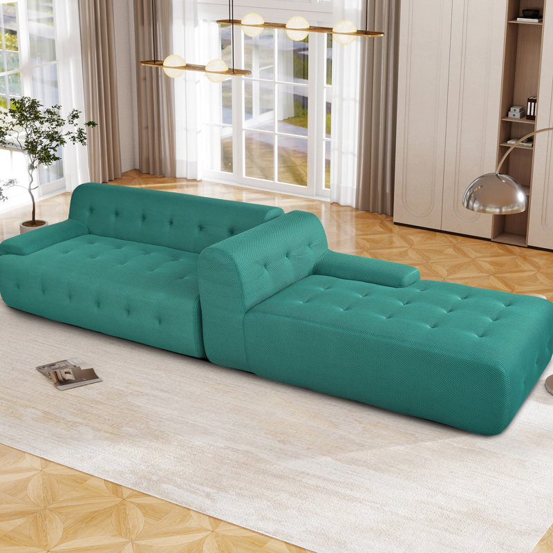 2 en forme de L - Design moderne, sans assemblage, pour les espaces de vie avec assemblage modulaire nécessaire, Vert