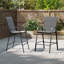 4 tabourets de bar d'extérieur de 29 po en tissu avec accoudoirs et repose-pieds gris-2146012466