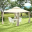 Pavillon de jardin extérieur avec rideaux. 10 pi x 12 pi, structure en acier, toit. Endroit relaxant. Beige pour utilisation en patio. Fabrication, intimité