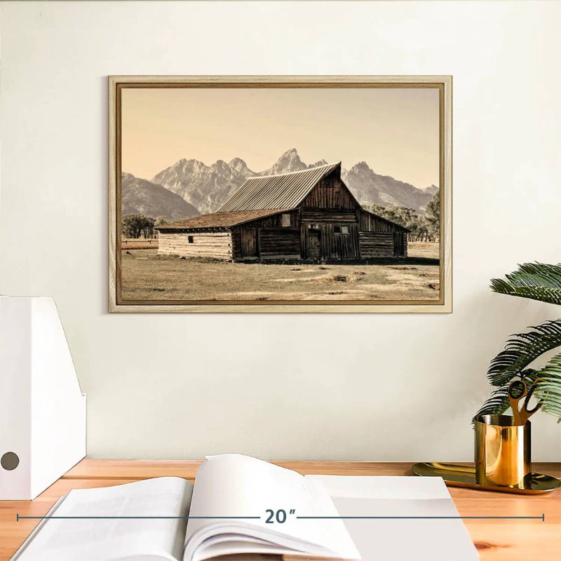 Les Tétons, Cadre flottant en bois naturel, 13 po x 9 po