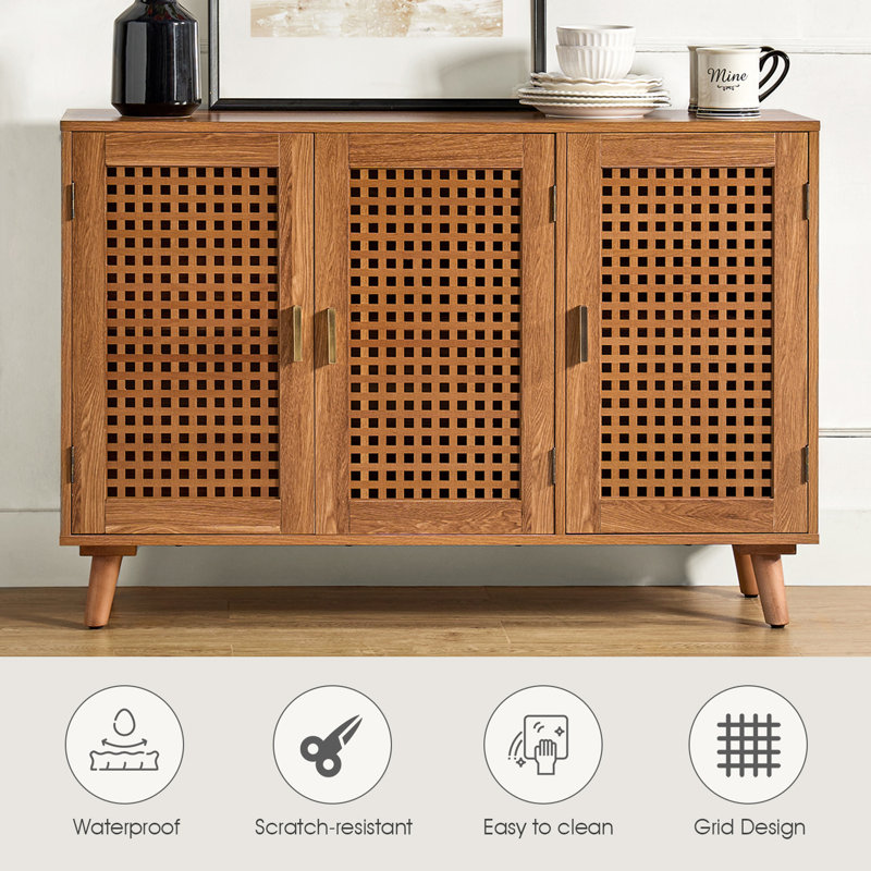 Aulbrey 44" Wide Lattice Doors Sideboard with Solid Legs