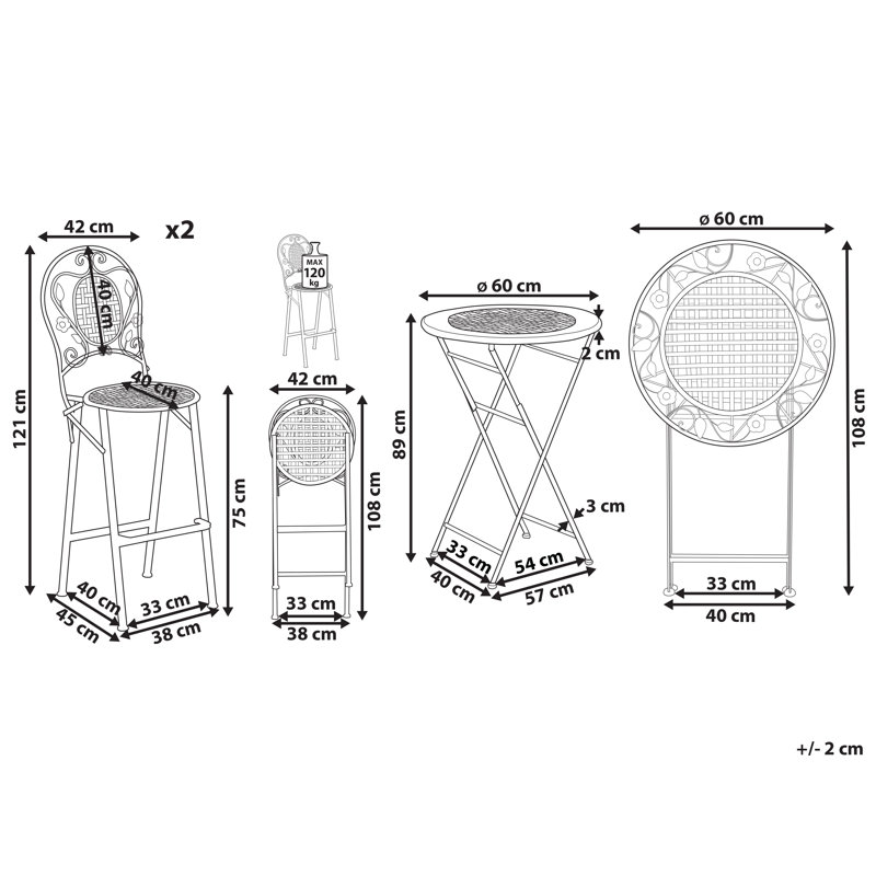 Bivio Lark Manor Bar Set with Iron Frame and Metal Outer Material